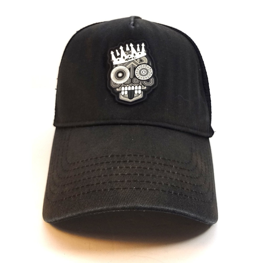 King Maya Colors Black Mesh Trucker Hat Skull Crown Be Fearless By All In